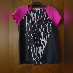 Calvin Klein Black and White Top with Pink Trim